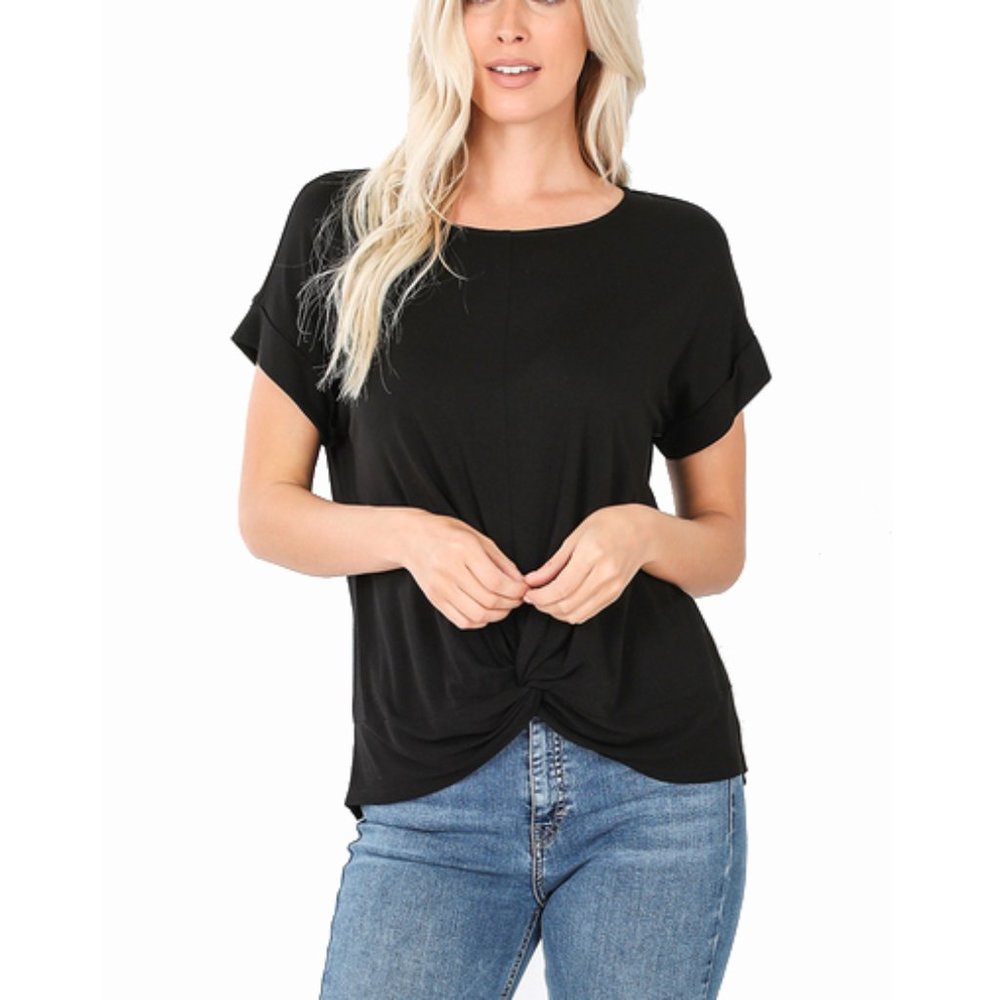 Black Knot Front Short Sleeve Shirt